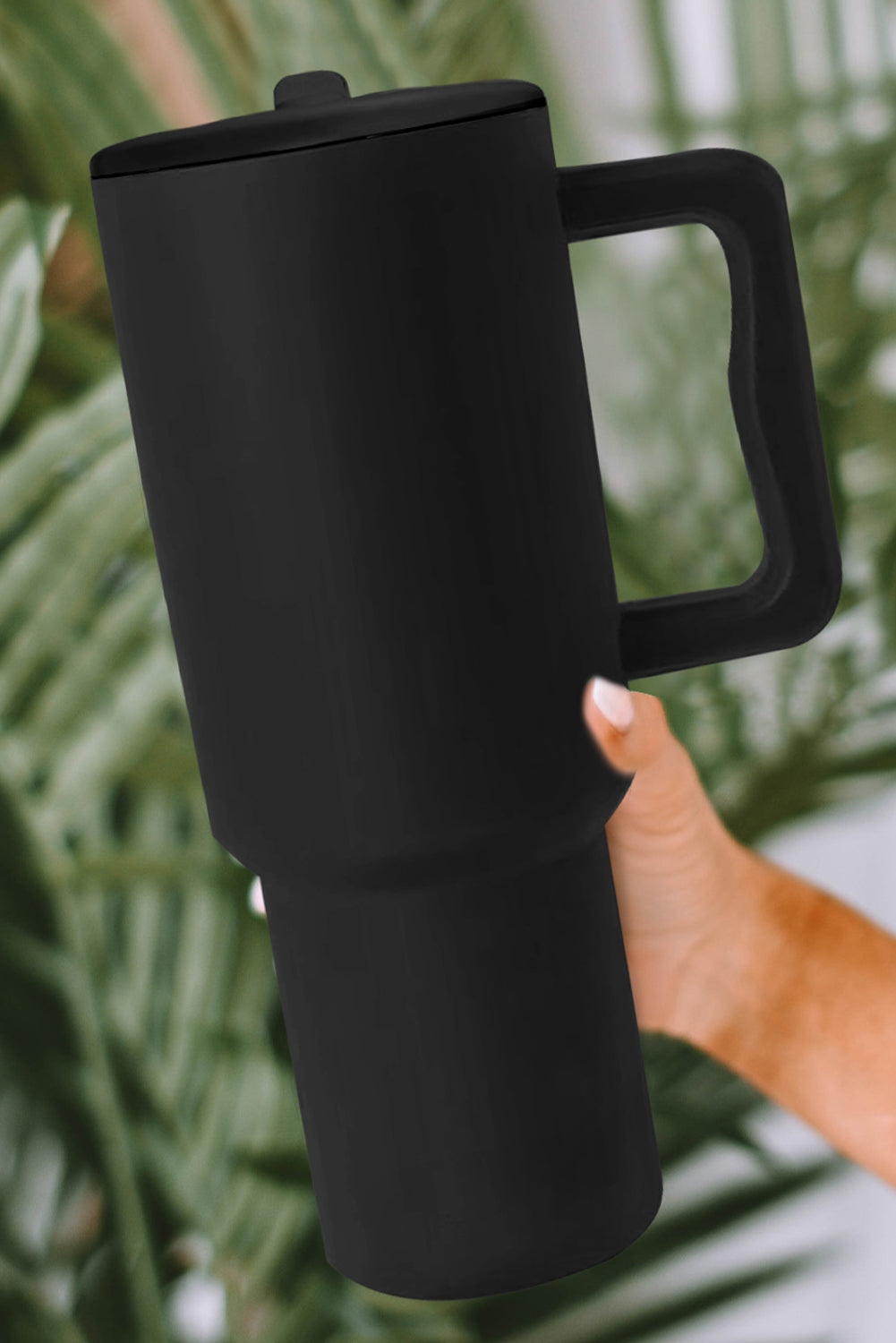 Black Frosted Stainless Handle Large Vacuum Cup with Straw 40oz