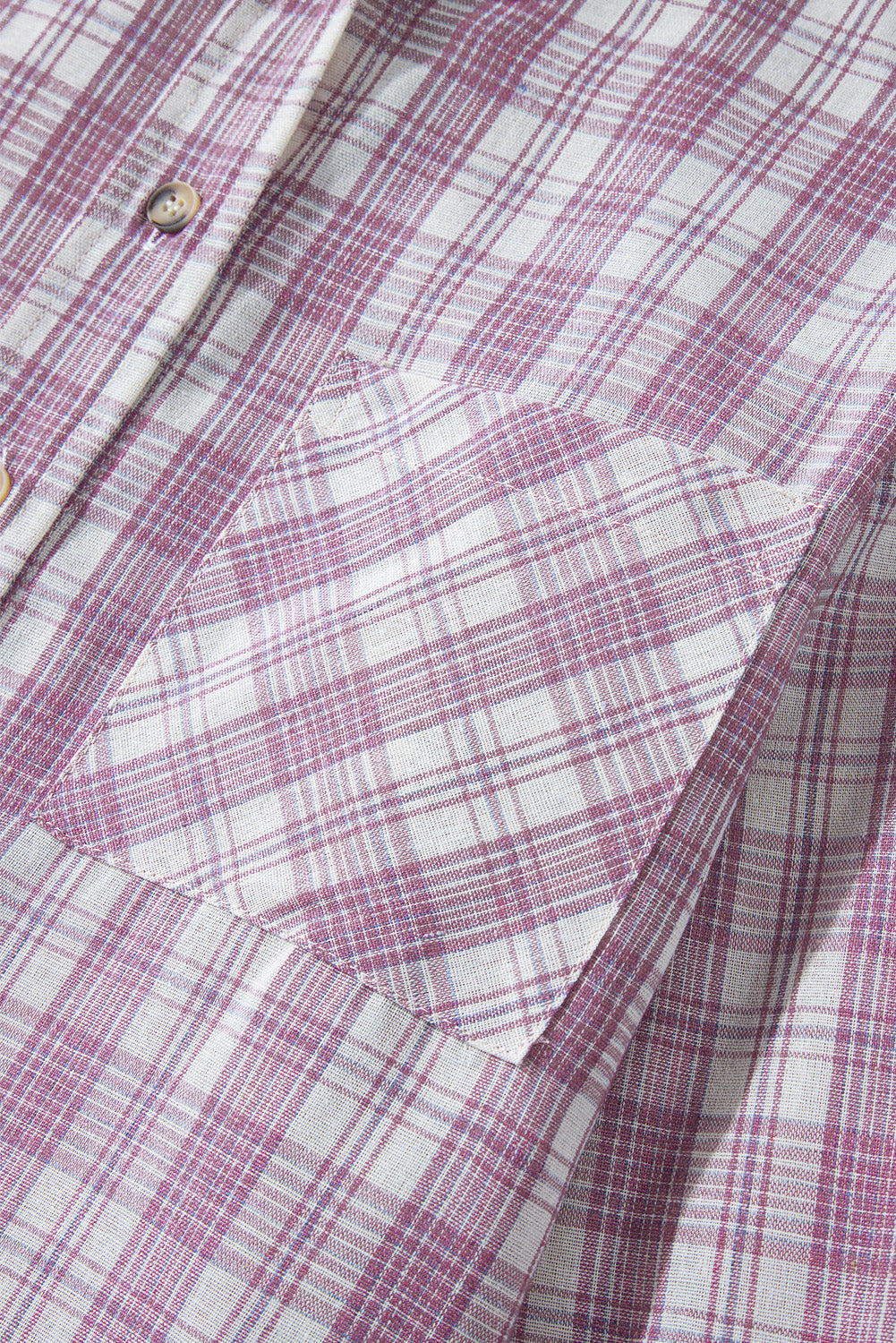 Pink Checkered Print Loose Fit Buttoned Hooded Shacket