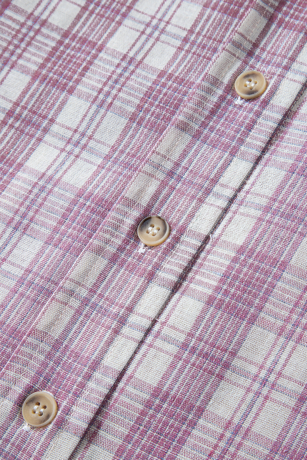 Pink Checkered Print Loose Fit Buttoned Hooded Shacket