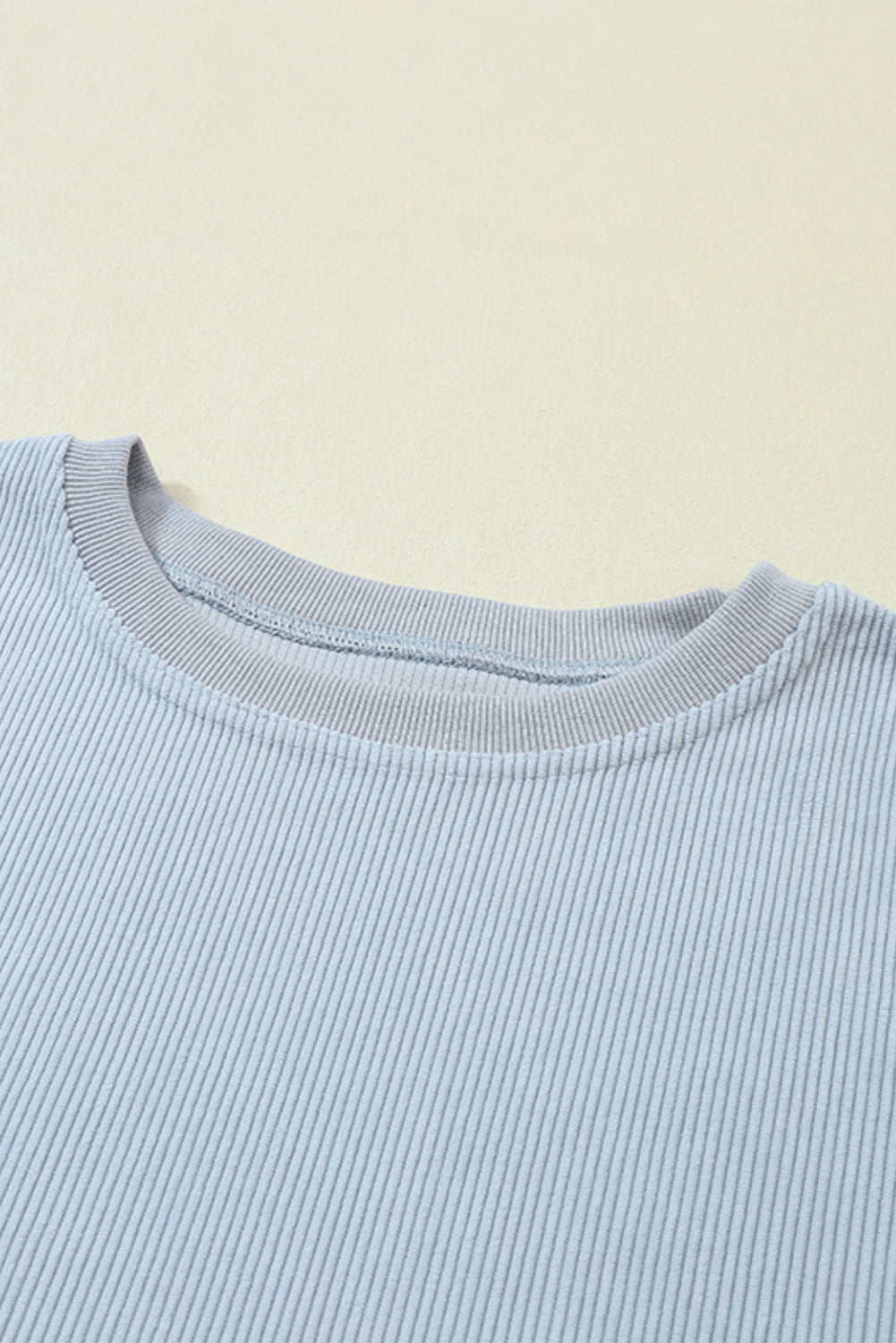 Light Grey Ribbed Corded Oversized Sweatshirt