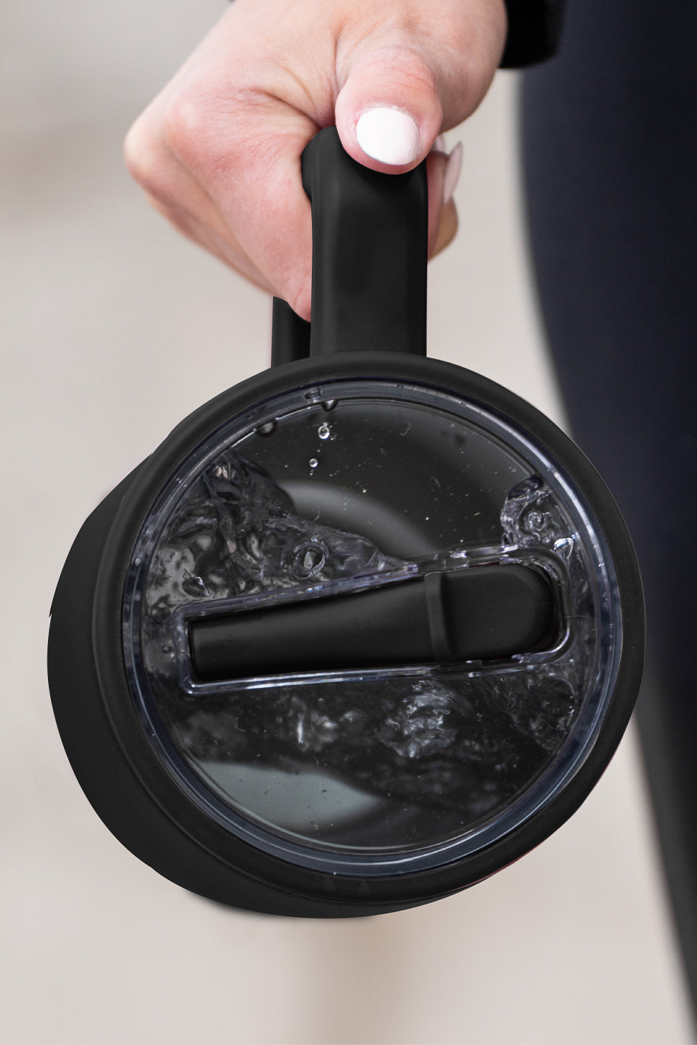 Black Frosted Stainless Handle Large Vacuum Cup with Straw 40oz