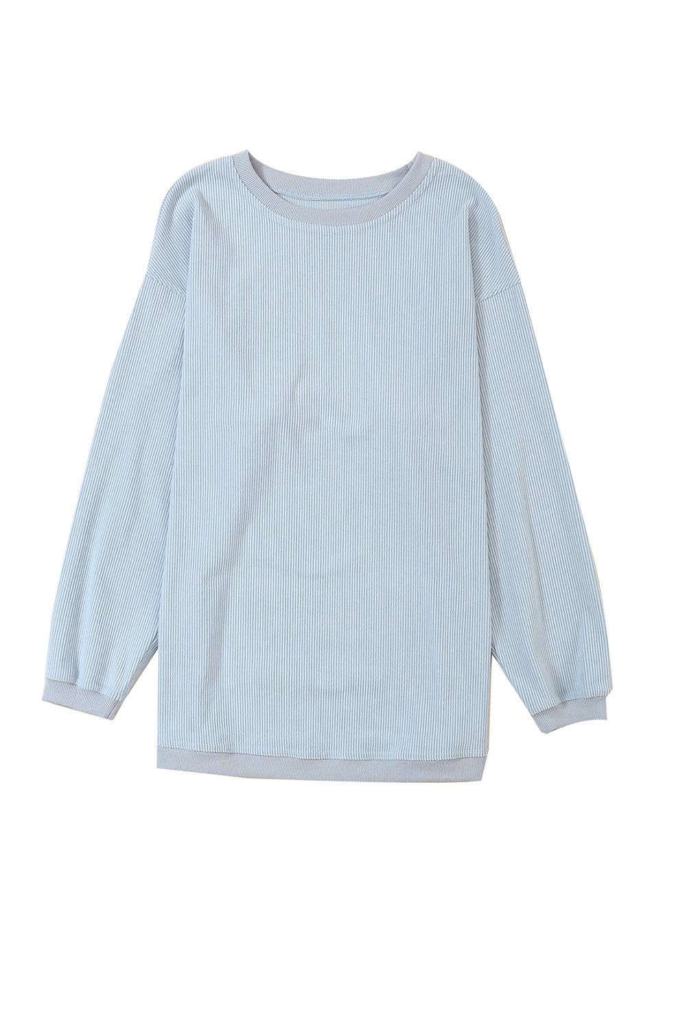 Light Grey Ribbed Corded Oversized Sweatshirt