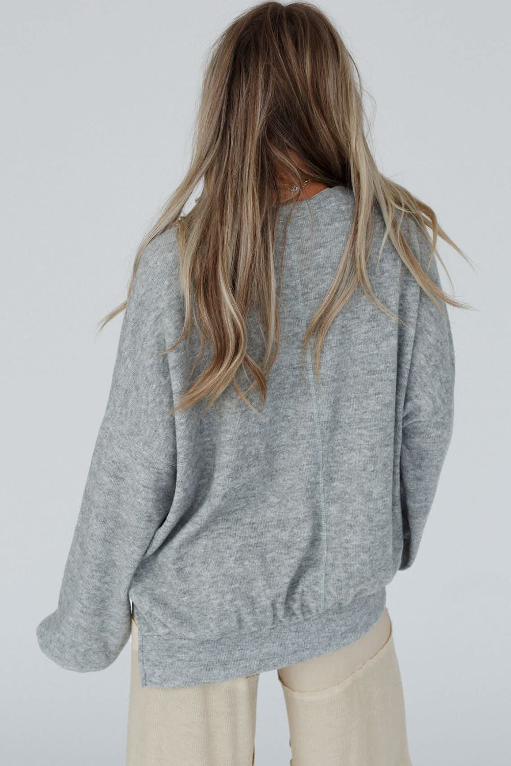 Medium Grey Side Split Drop Shoulder Oversized Sweatshirt