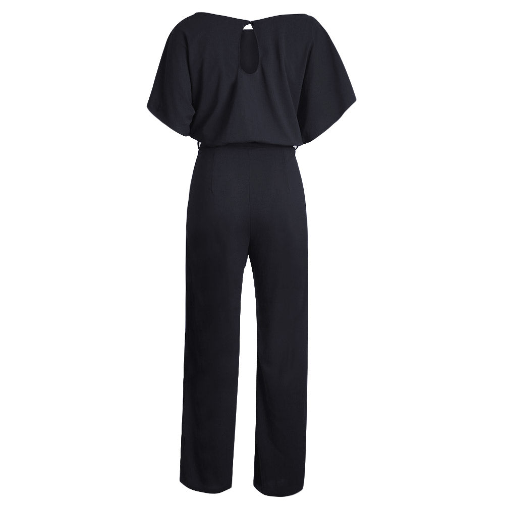 Black Oh So Glam Belted Wide Leg Jumpsuit