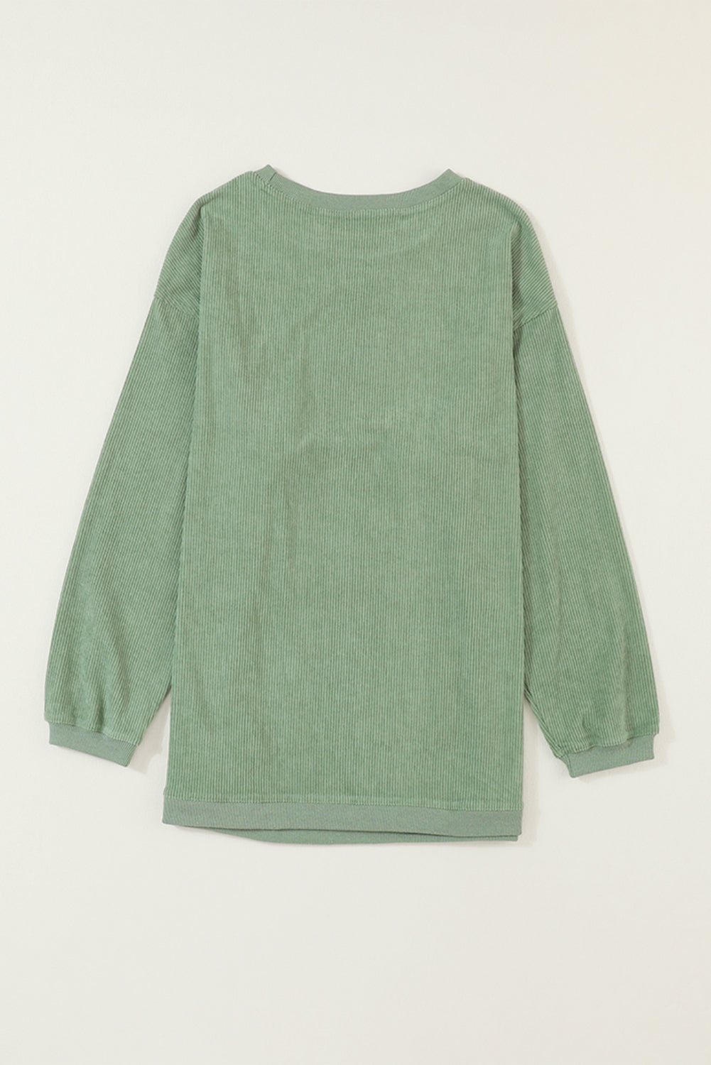 Green Ribbed Corded Oversized Sweatshirt