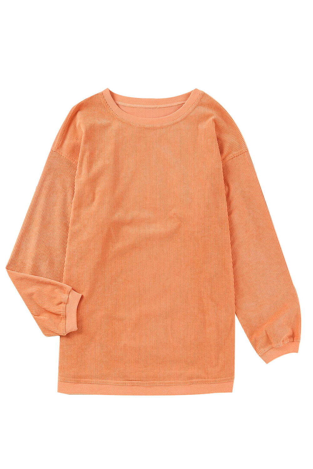 Orange Ribbed Corded Oversized Sweatshirt