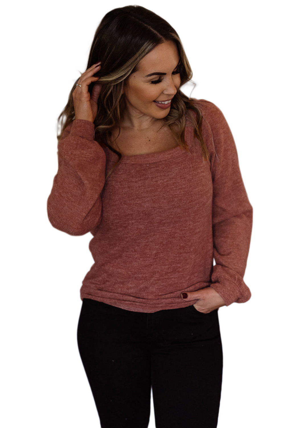 Gold Flame Square Neck Plus Size Knit Top