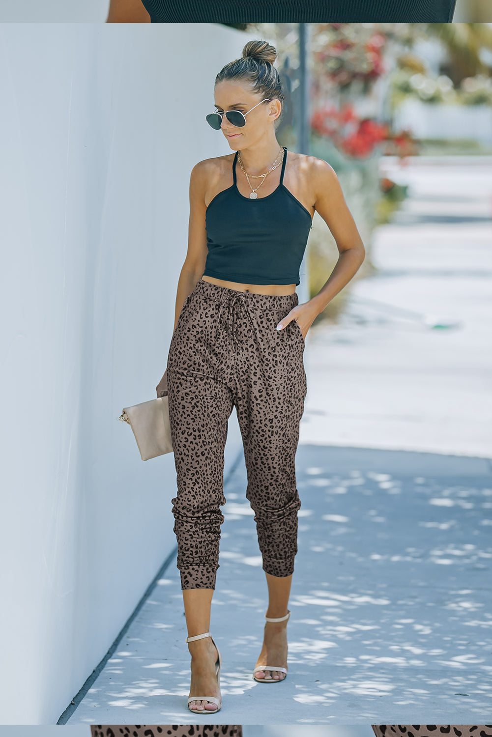 Brown Breezy Leopard Joggers