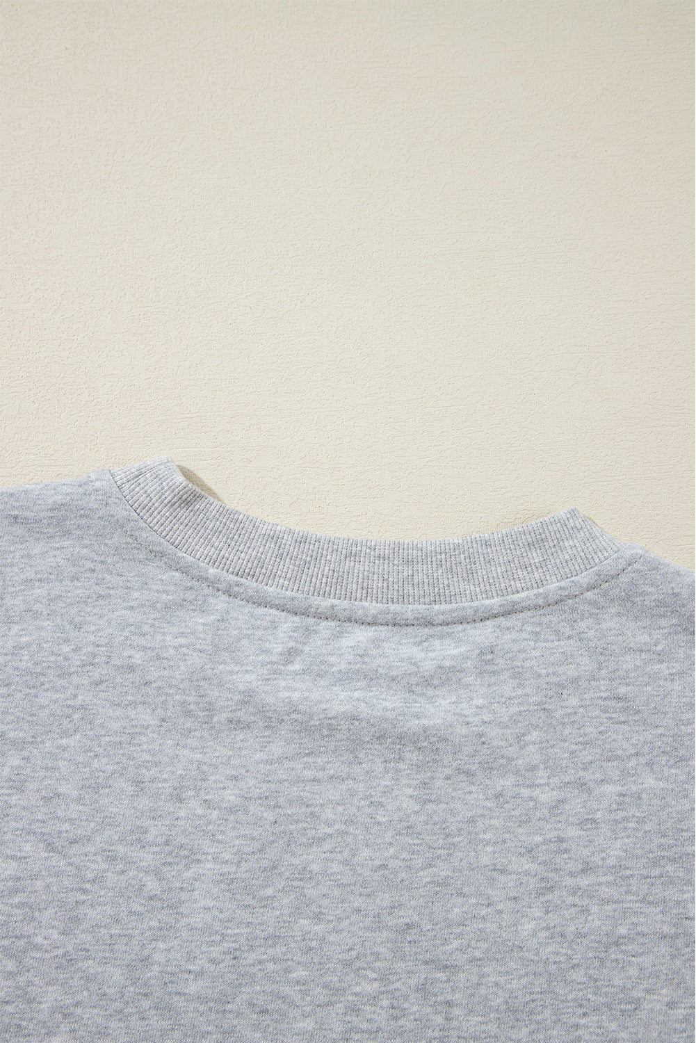 Light Grey Plain Drop Shoulder Crewneck Pullover Sweatshirt