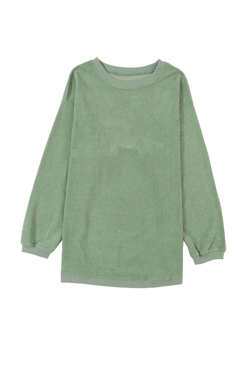 Green Ribbed Corded Oversized Sweatshirt