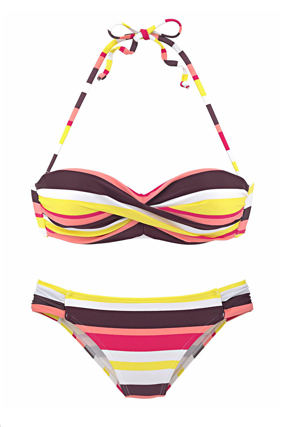 Yellow Boho Stripes Push up Bikini Set