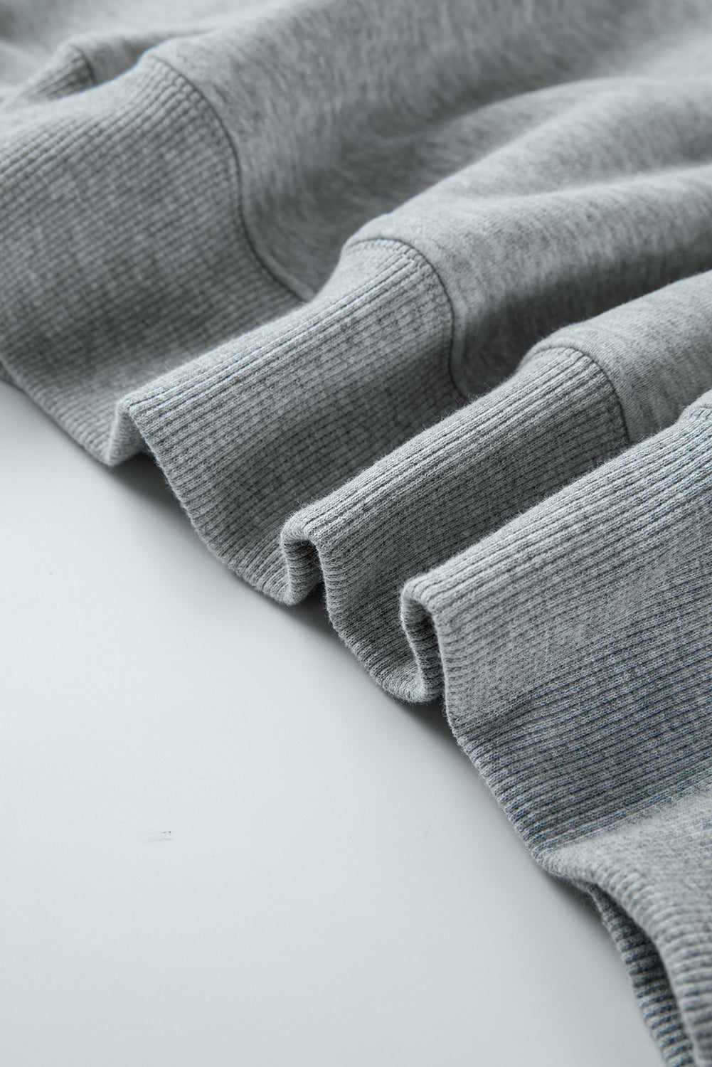 Light Grey Solid Fleece Lined Crew Neck Casual Sweatshirt