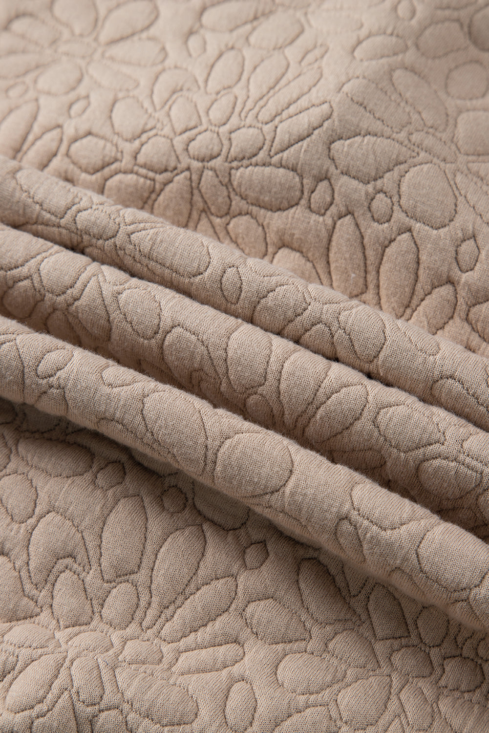 Light French Beige Floral Quilted Jacket