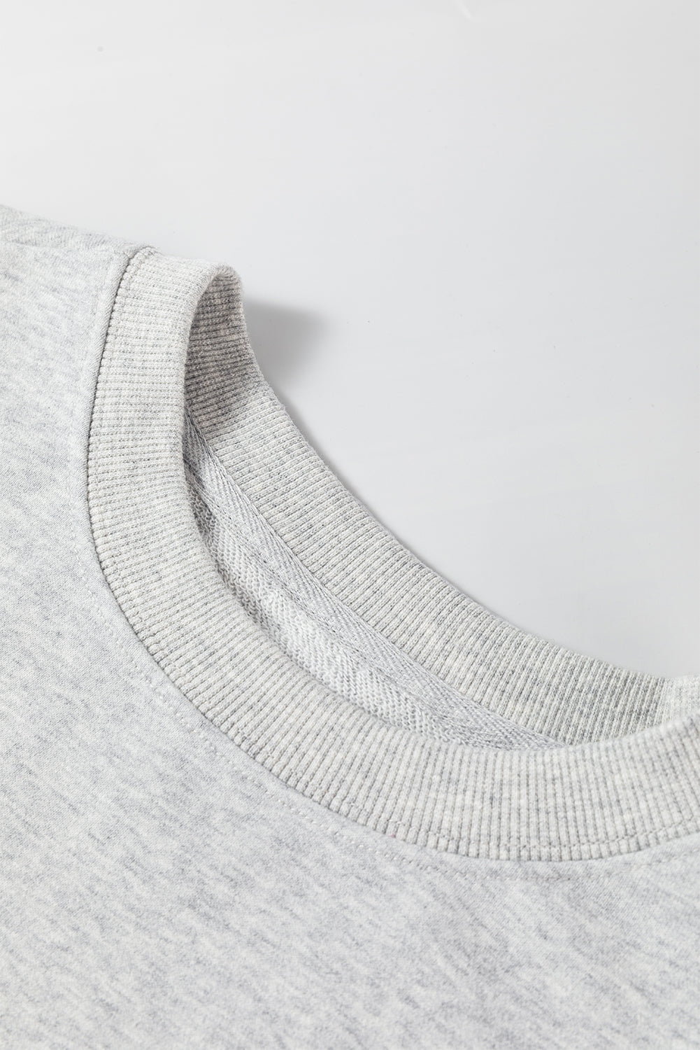 Light Grey Plain Drop Shoulder Crewneck Pullover Sweatshirt