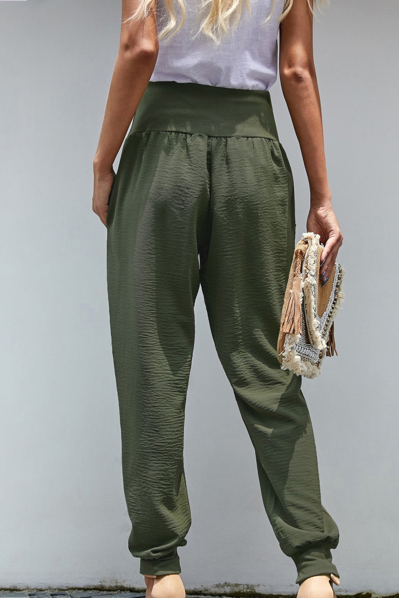 Green Pocketed Cotton Joggers