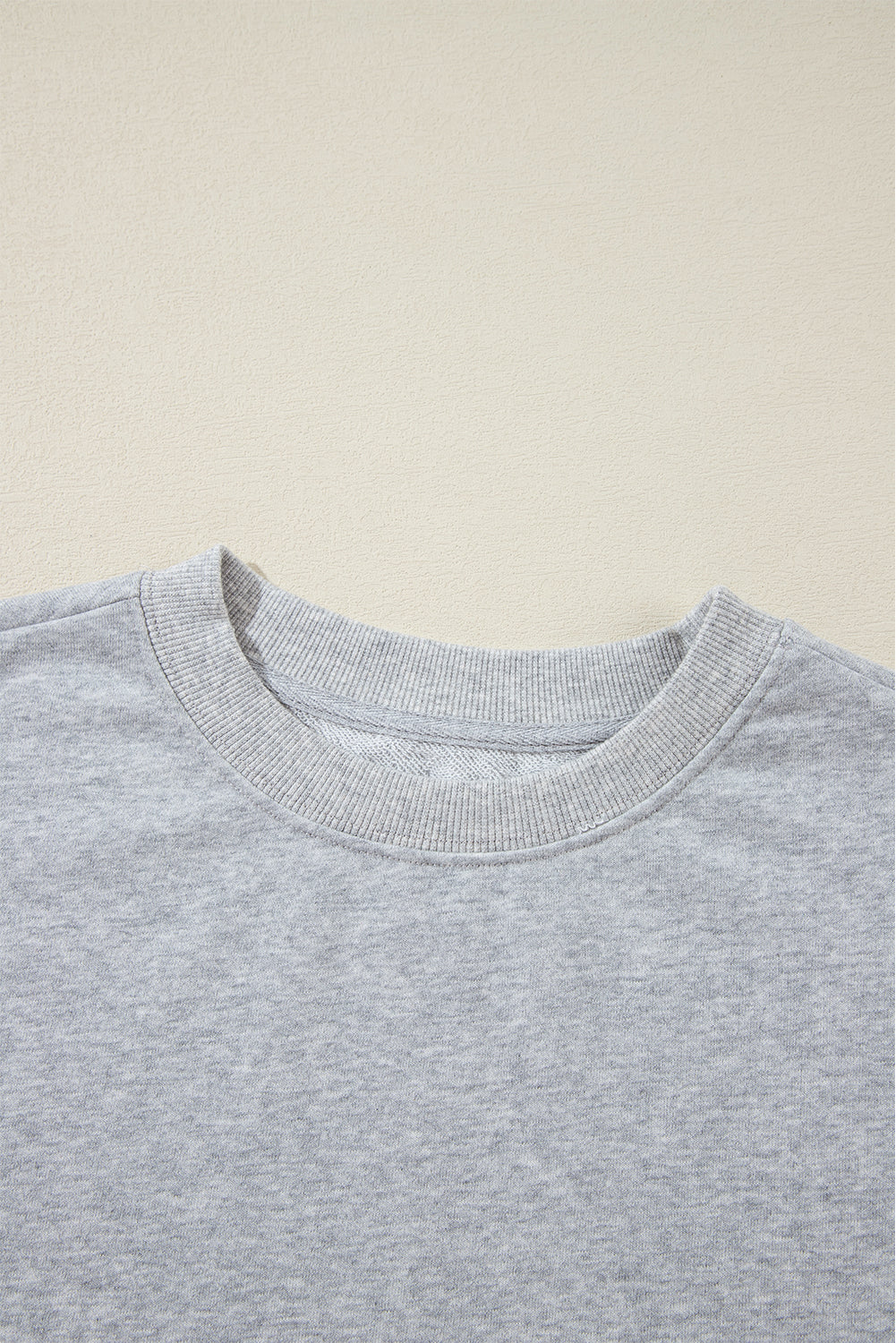 Light Grey Plain Drop Shoulder Crewneck Pullover Sweatshirt