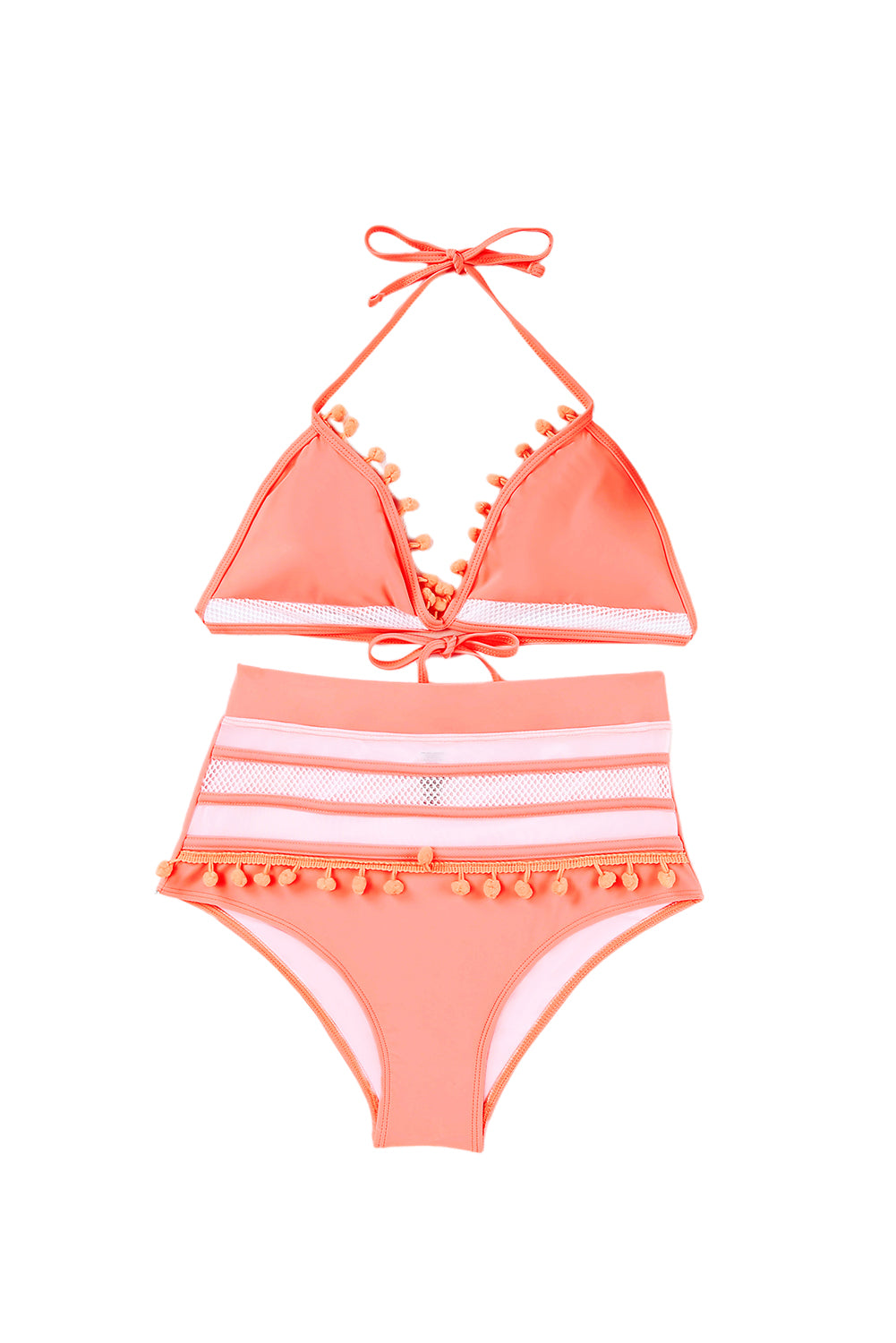 Pink Mesh Insert High waisted swimsuits