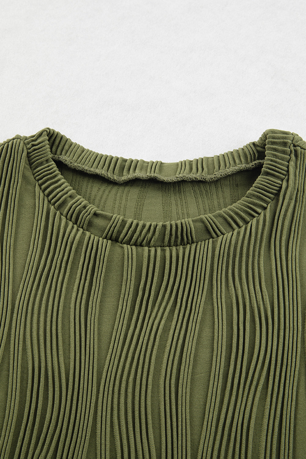 Jungle Green Wavy Texture Cap Sleeve Top