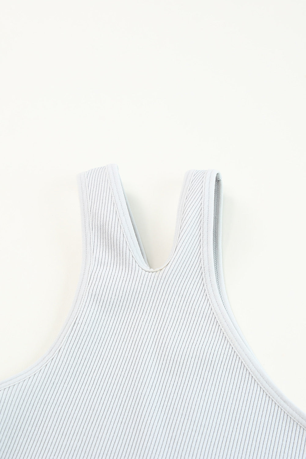 Gray Single Split Shoulder Ribbed Cropped Sports Top