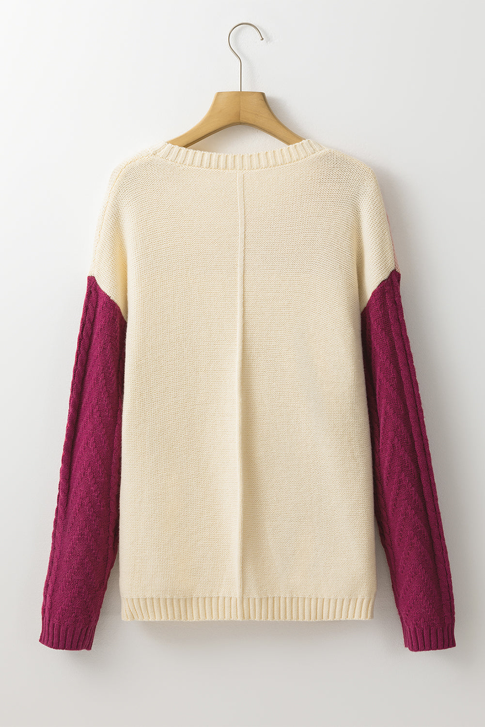 Rose Tan Colorblock Patched Pocket Drop Shoulder Sweater