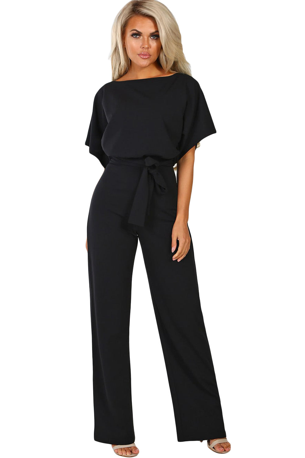 Black Oh So Glam Belted Wide Leg Jumpsuit