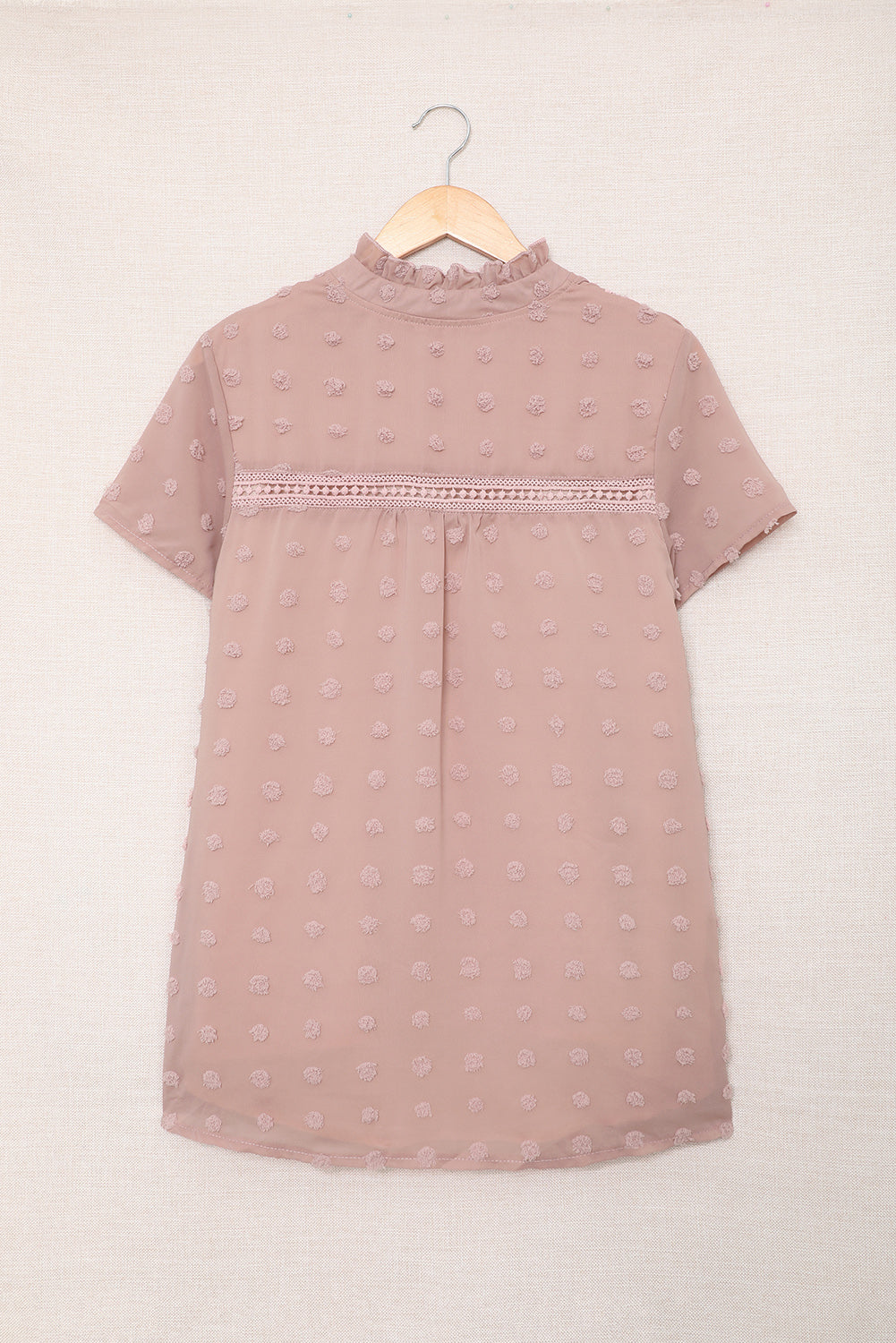 Pink Swiss Dot Short Sleeve Flowy Top