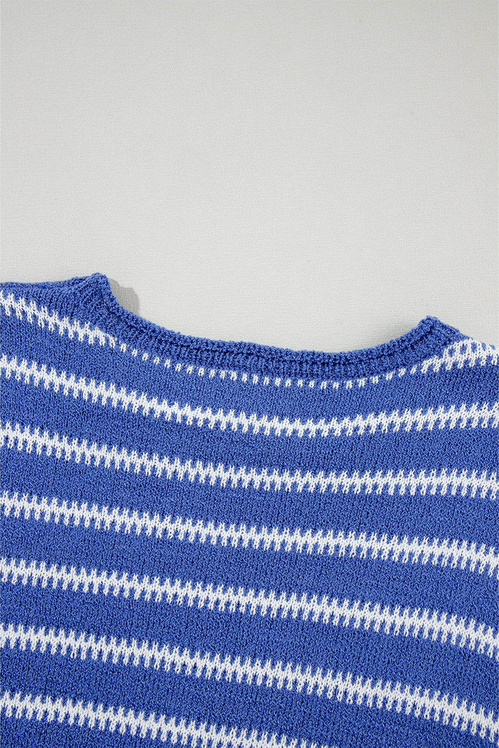 Sky Blue Stripe Drop Shoulder Casual Sweater