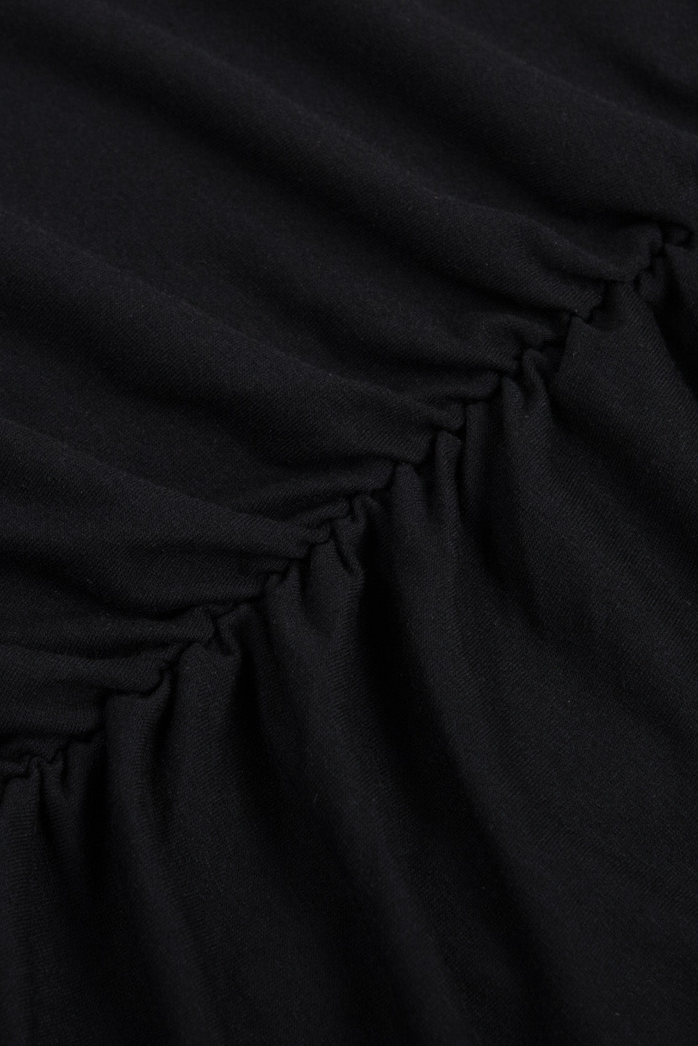 Black Black Crewneck Long Sleeve Shirred Split Bodycon Dress
