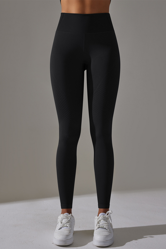 Black Solid Color High Waist Butt Lifting Active Leggings