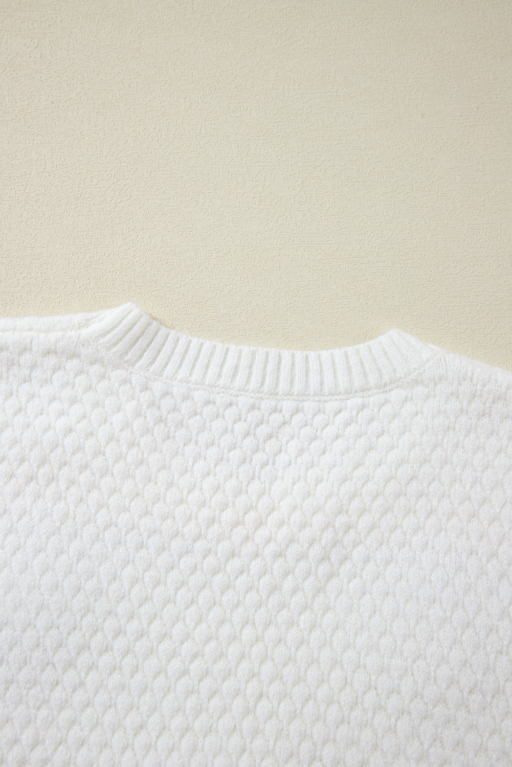 White Colorful Flower Applique Textured Knit Sweater