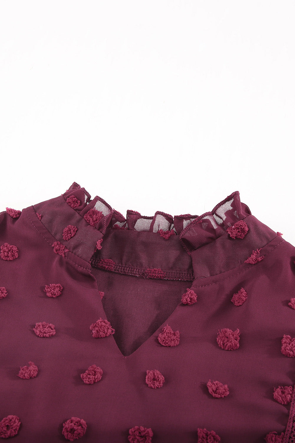 Burgundy Swiss Dot Short Sleeve Flowy Top