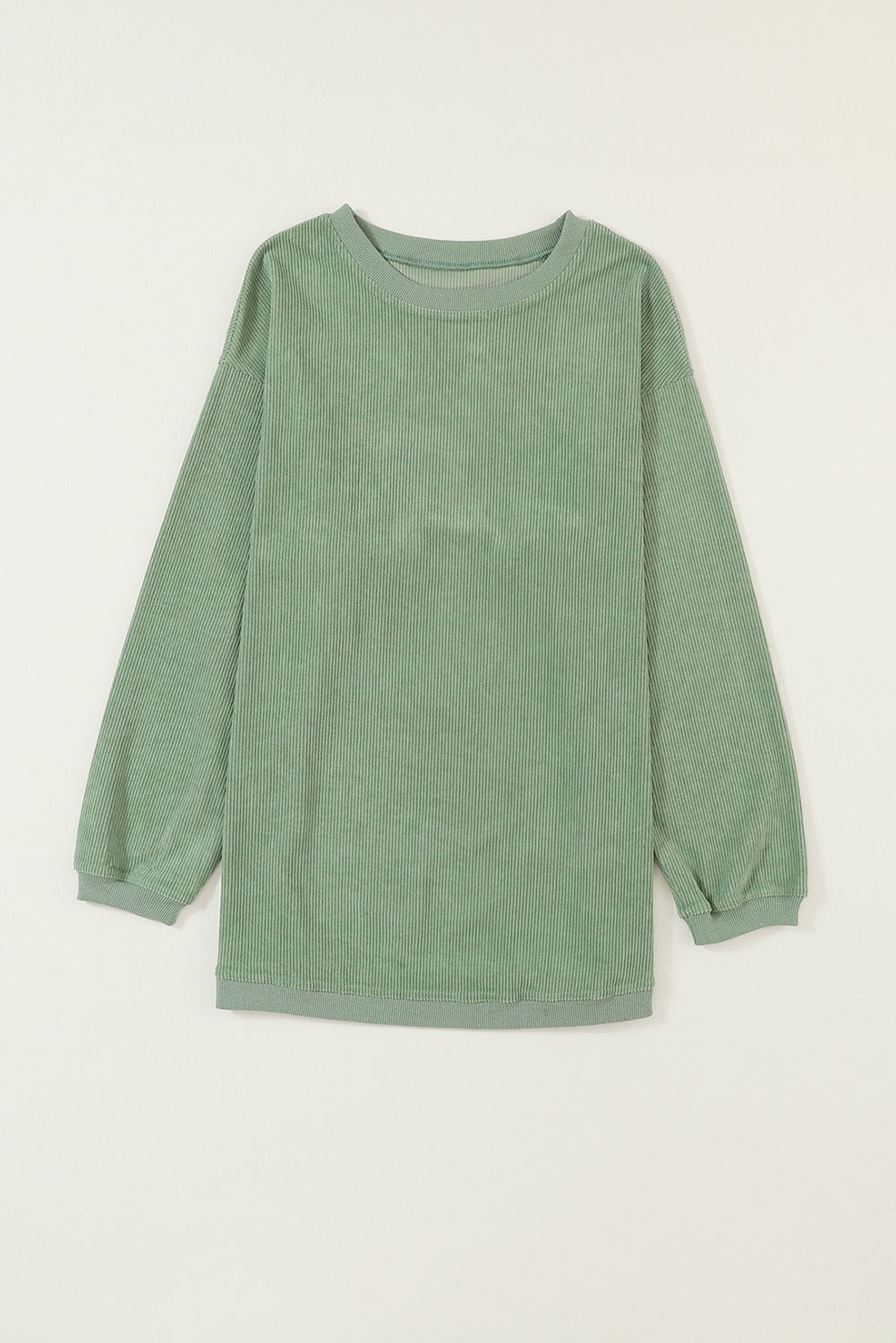 Green Ribbed Corded Oversized Sweatshirt