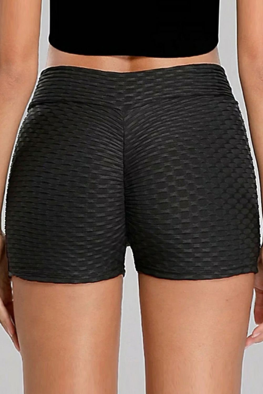 Black High Waist Butt Lift Sport Gym Workout Training Running Shorts