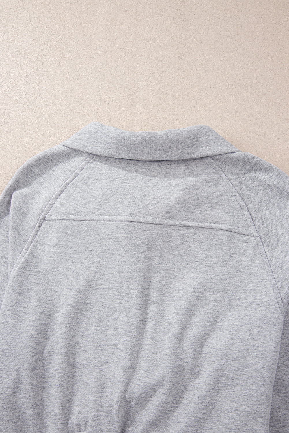 Light Grey Quarter Zip Stand Neck Kangaroo Pocket Sweatshirt