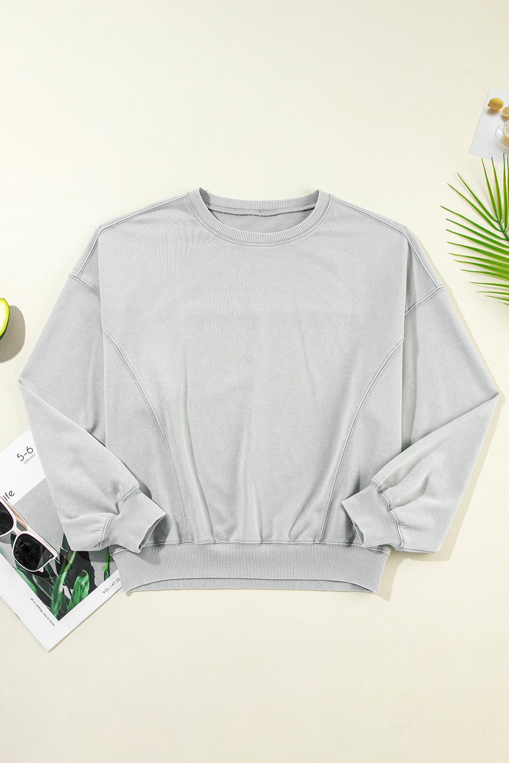 Medium Grey Side Split Drop Shoulder Oversized Sweatshirt