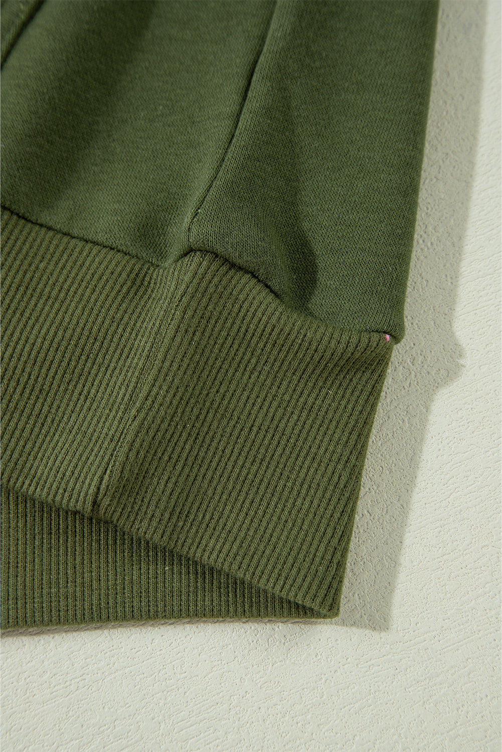 Vineyard Green Solid Color Rivet Stud Raglan Sleeve Hoodie with Pocket