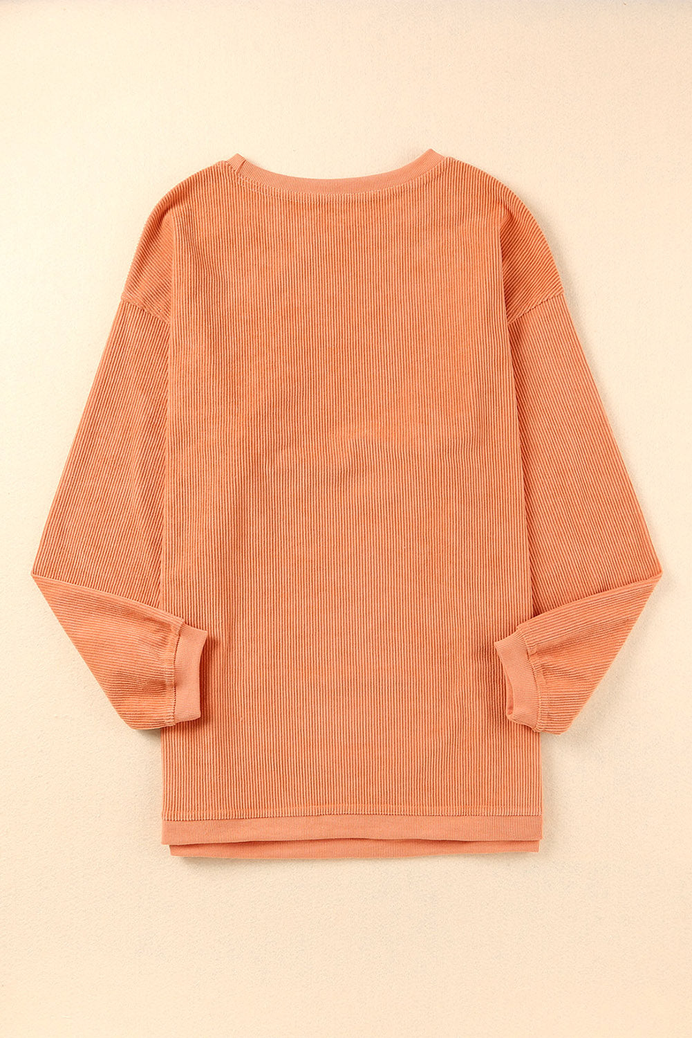 Orange Ribbed Corded Oversized Sweatshirt