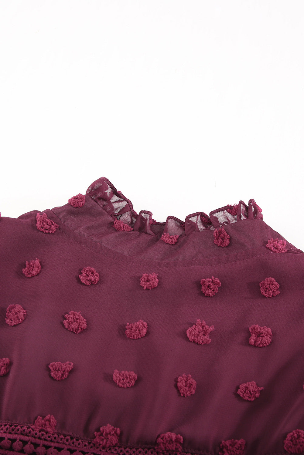 Burgundy Swiss Dot Short Sleeve Flowy Top