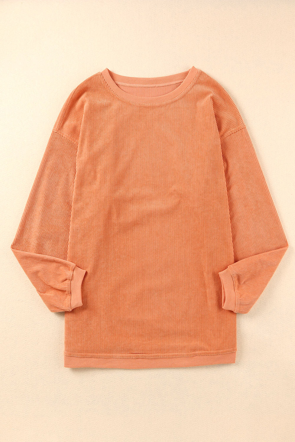 Orange Ribbed Corded Oversized Sweatshirt