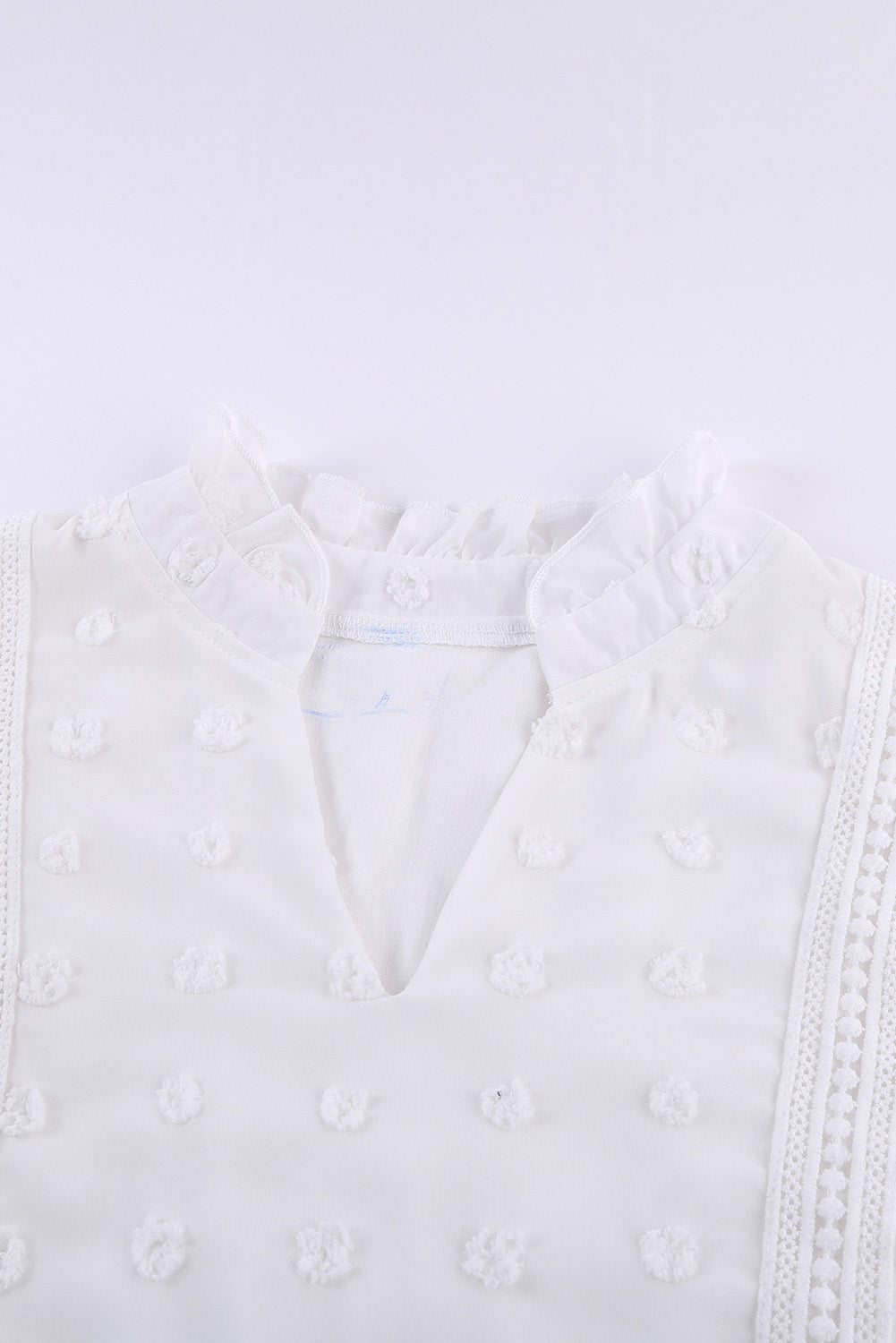 White Swiss Dot Short Sleeve Flowy Top