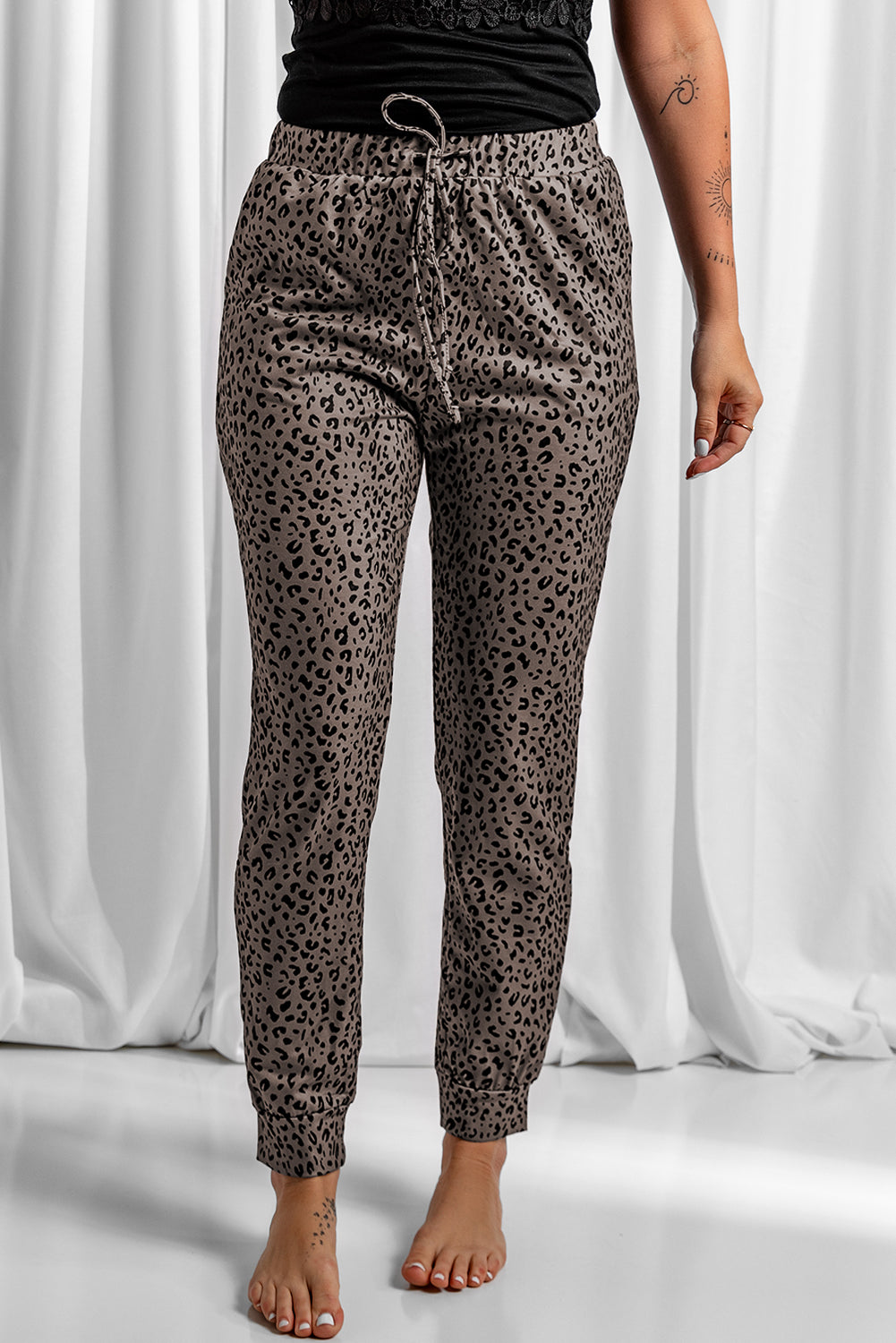 Brown Breezy Leopard Joggers