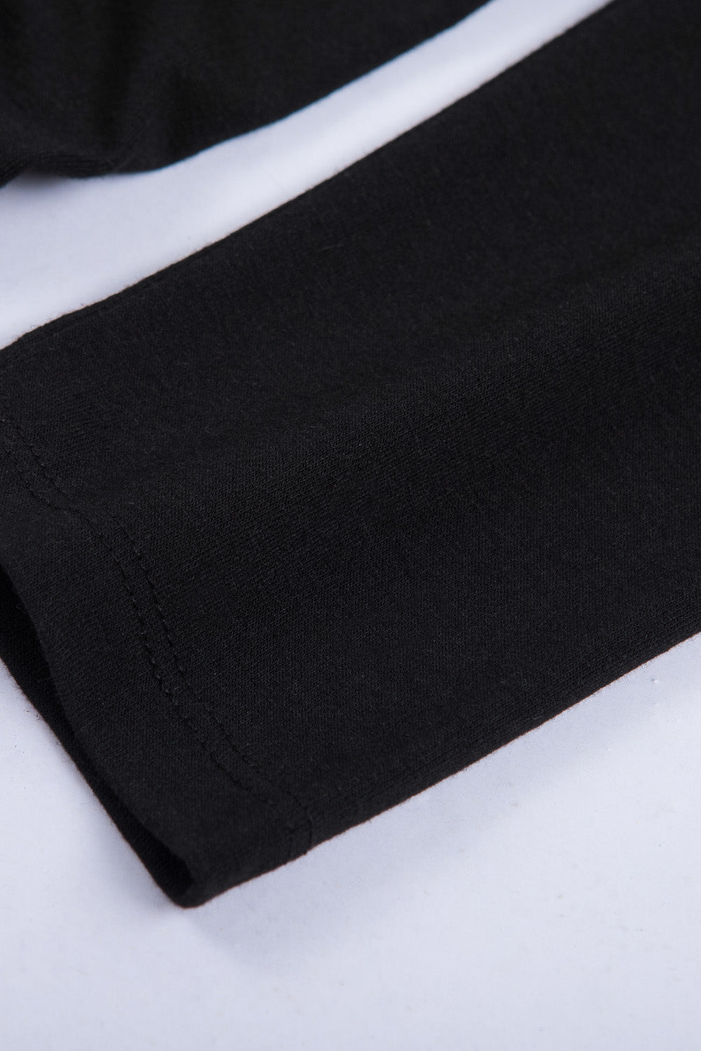 Black Black Crewneck Long Sleeve Shirred Split Bodycon Dress