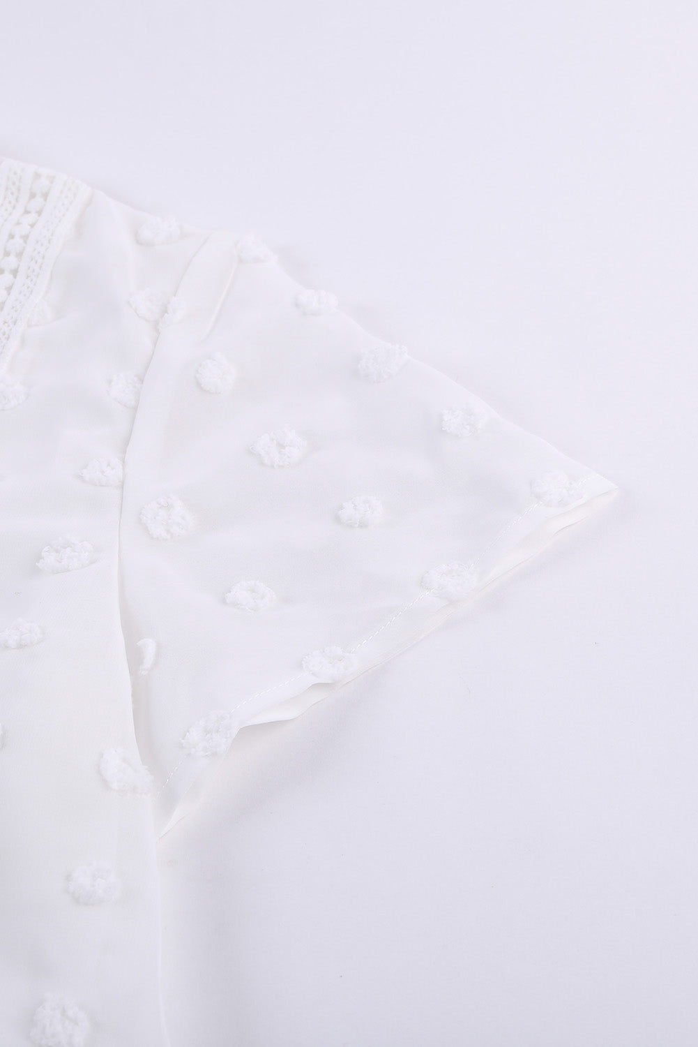 White Swiss Dot Short Sleeve Flowy Top