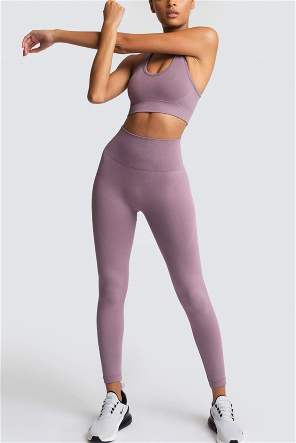 Valerian Solid Color Sports Bra and High Waist Leggings Active Set