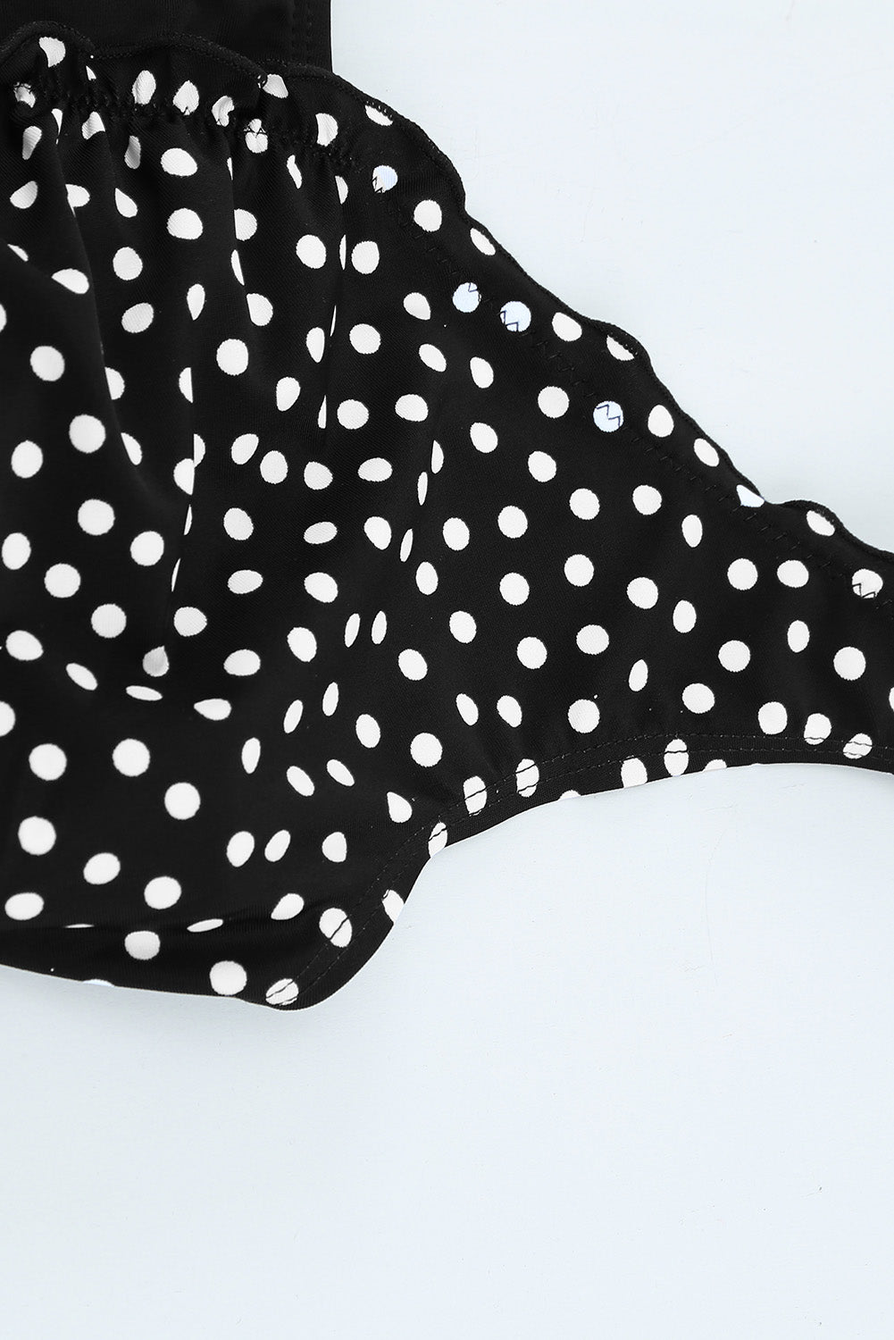 Black Dotted Print Ruffles One-piece Swimsuit