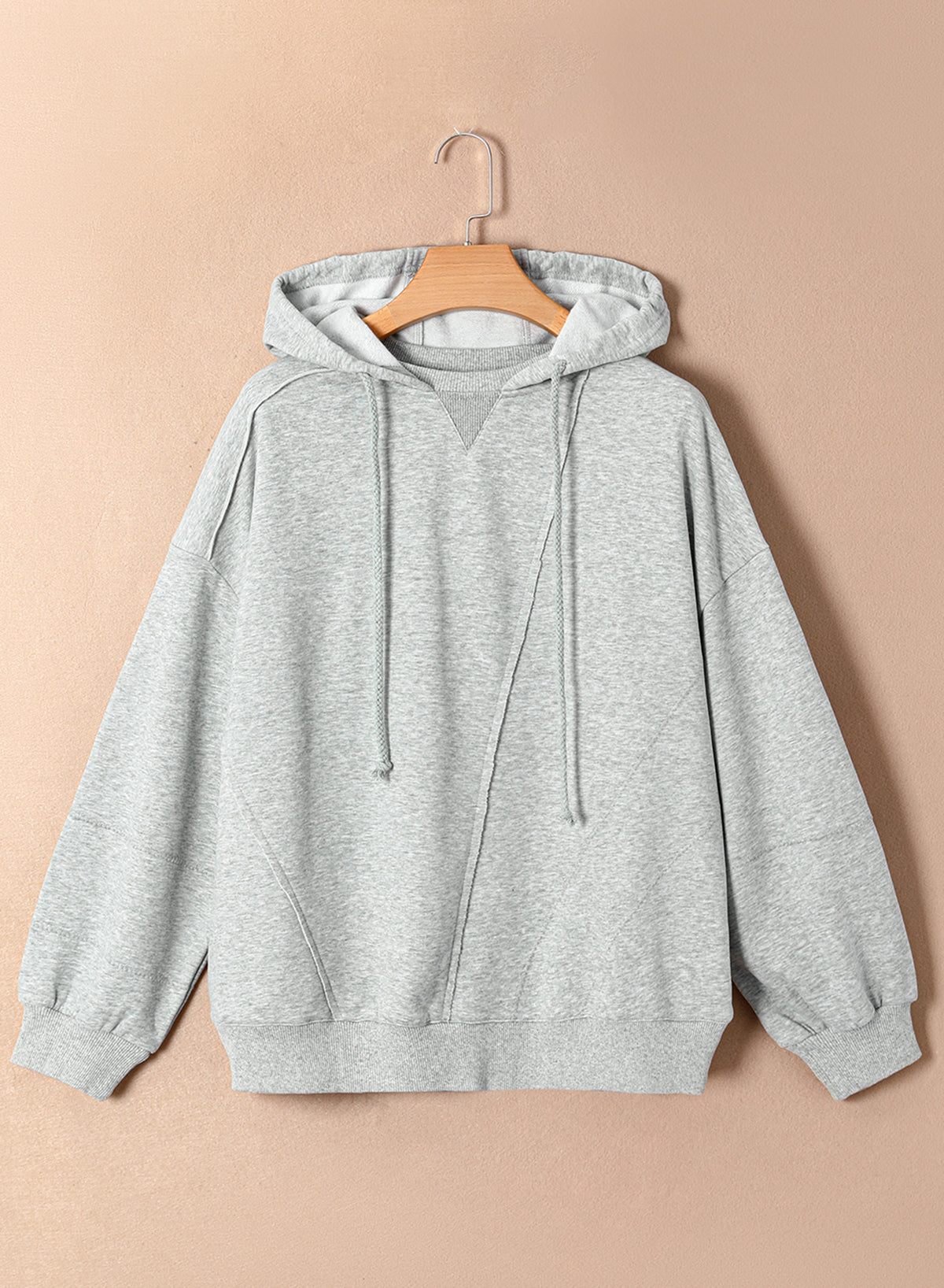 Gray Active Patchwork Detail Warm Winter Hoodie