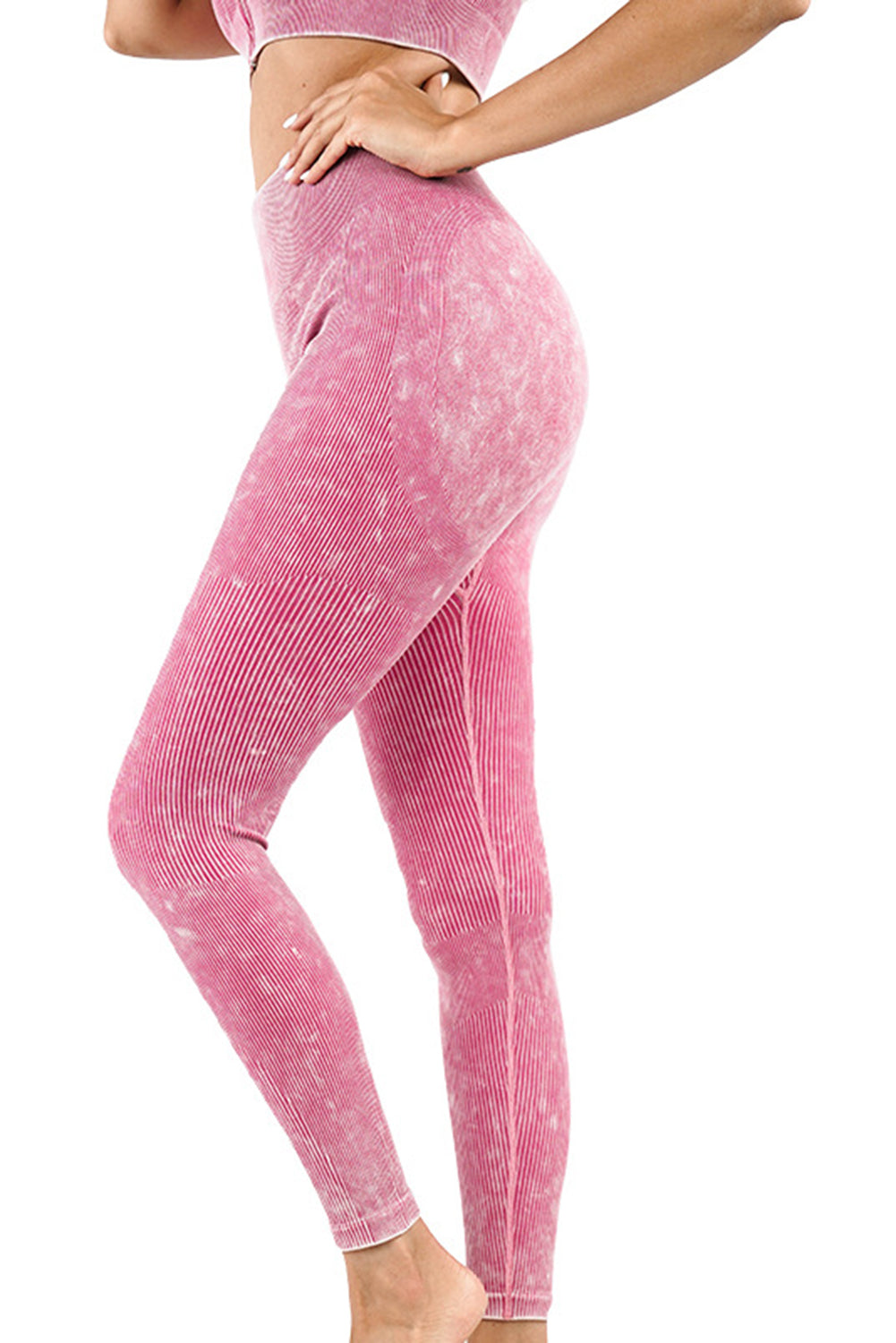Pink Zipped Crop Top Butt Lifting Leggings Sports Set