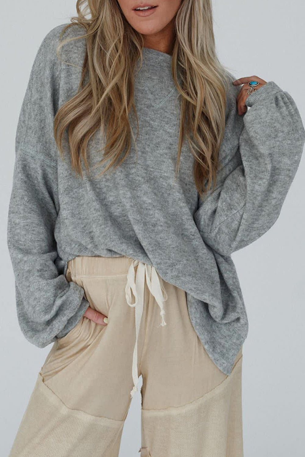 Medium Grey Side Split Drop Shoulder Oversized Sweatshirt