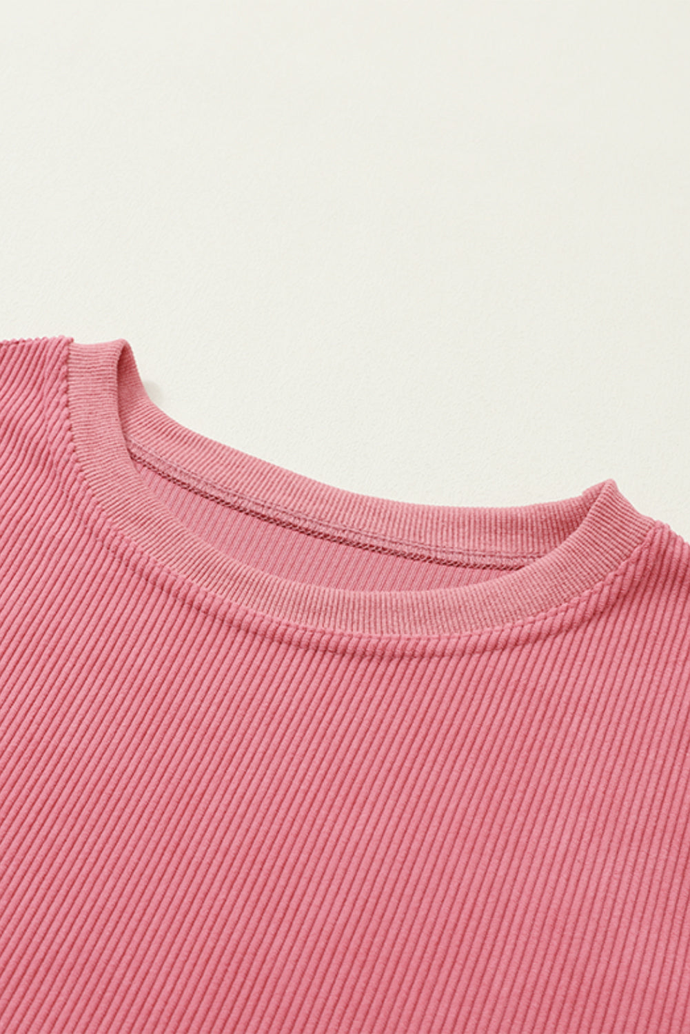 Strawberry Pink Ribbed Corded Oversized Sweatshirt