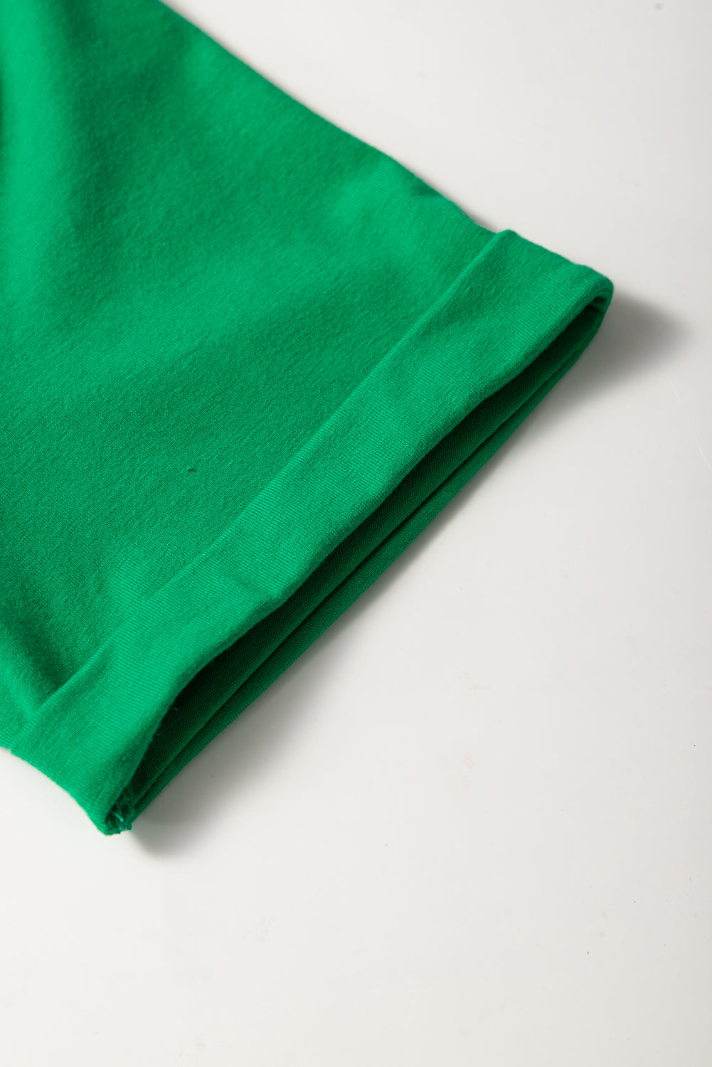 Bright Green Casual Plain Crew Neck Tee